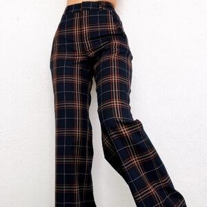 Banana Republic Navy, Plaid, High Waisted, Wide Leg, Retro Trousers Pants